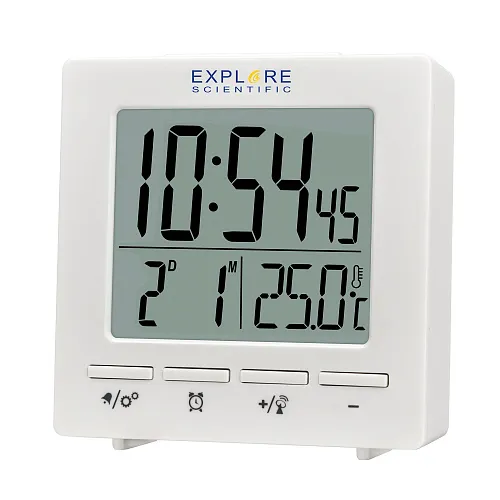 фотография Цифров часовник RC Explore Scientific с показател на температурата на закрито, бял