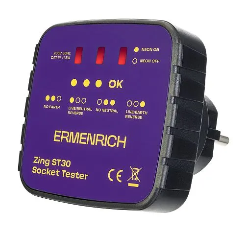 картинка Тестер за захранващи контакти Ermenrich Zing ST30