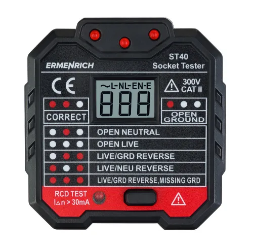 изображение Тестер за захранващи контакти Ermenrich Zing ST40,  2