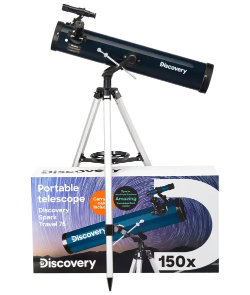 картинка Телескоп Levenhuk Discovery Spark Travel 76 с книга,  2