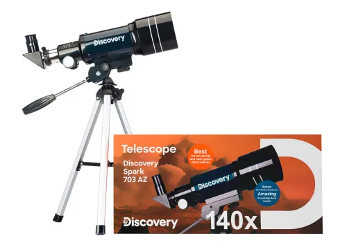снимка Телескоп Levenhuk Discovery Spark 703 AZ с книга,  2