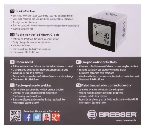 снимка Настолен будилник Bresser FlipMe Alarm Clock, сребрист,  13