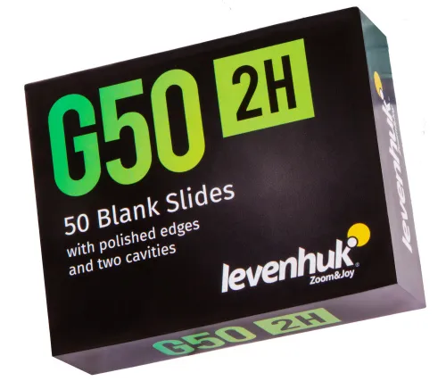 картинка Чисти предметни стъкла с две гнезда Levenhuk G50 2H, 50 бр.,  7
